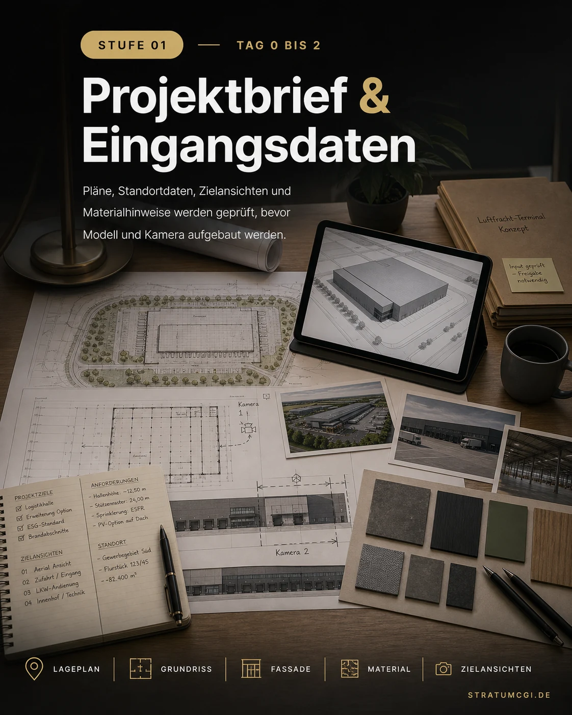 Abstimmung und Unterlagenphase im Prozess für Industrievisualisierung von StratumCGI