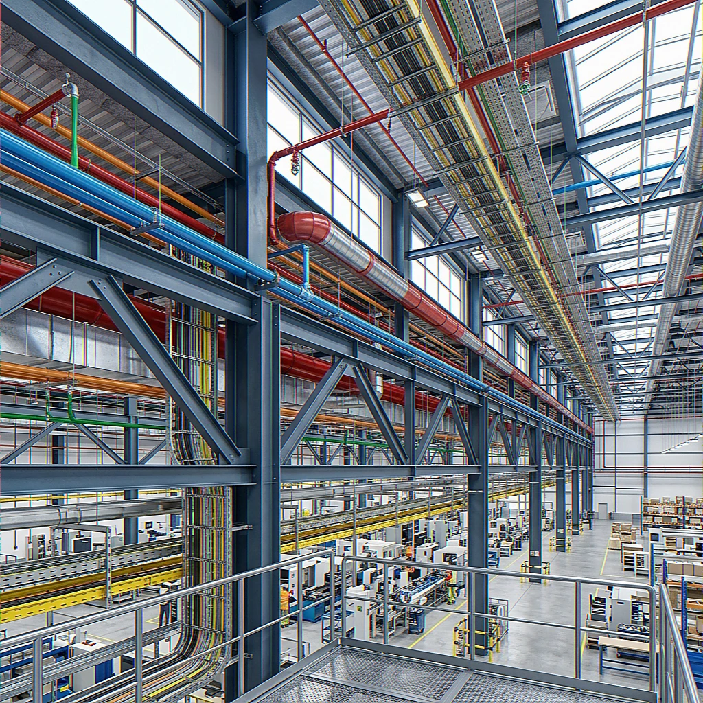 3D Simulation einer TGA Kollisionsprüfung an der Hallendecke von StratumCGI