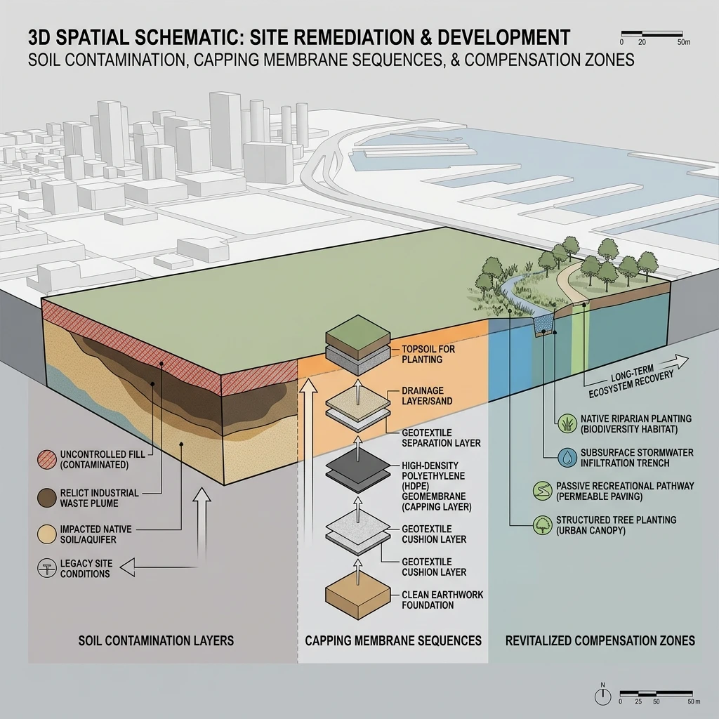 3D Luftbild-Visualisierung des Phasen-Ablauf-Modells einer Industriebrache von StratumCGI