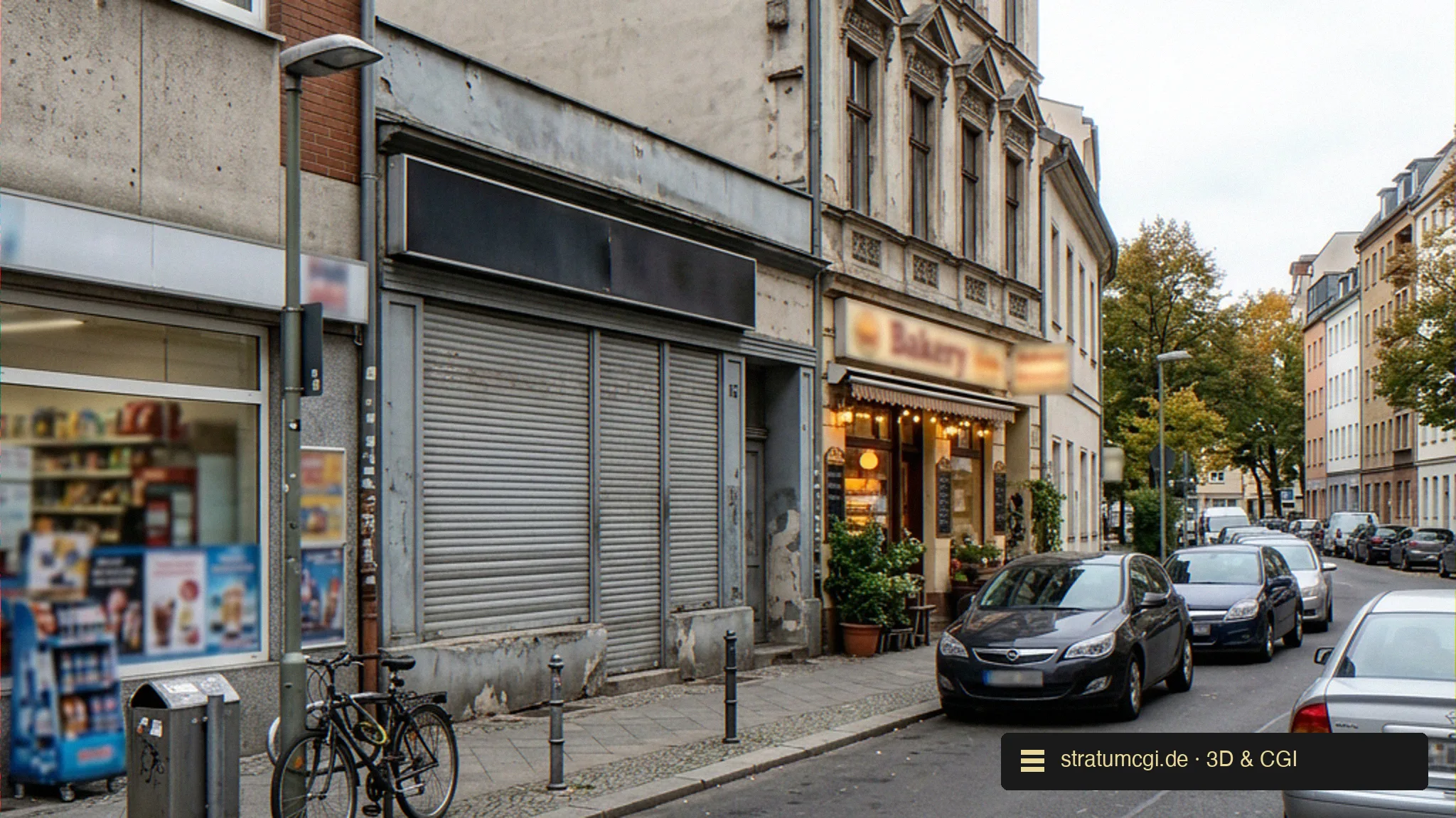 Bestand: leerstehende innerstädtische Erdgeschossfläche vor der Umnutzung zum Mikro-Hub