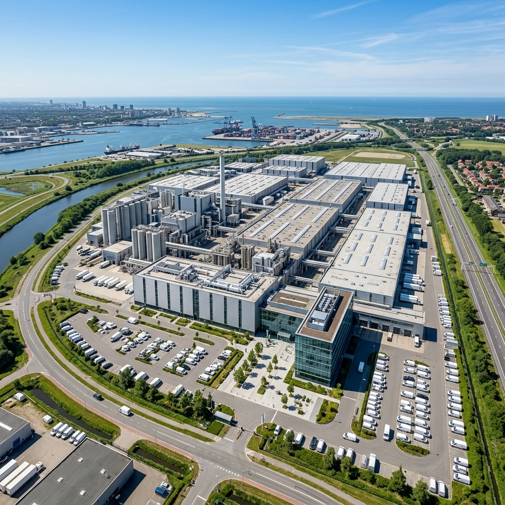 Verifizierte 3D-Ansicht und Fotomontage einer Logistikhalle mit geodätischer Passpunkt-Einpassung von StratumCGI