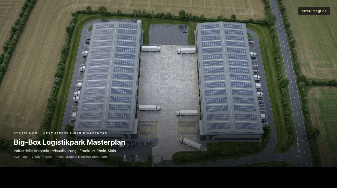 Geschäftsführer Kommentar Bild für einen Big-Box Logistikpark mit zwei Grade A Distributionshallen