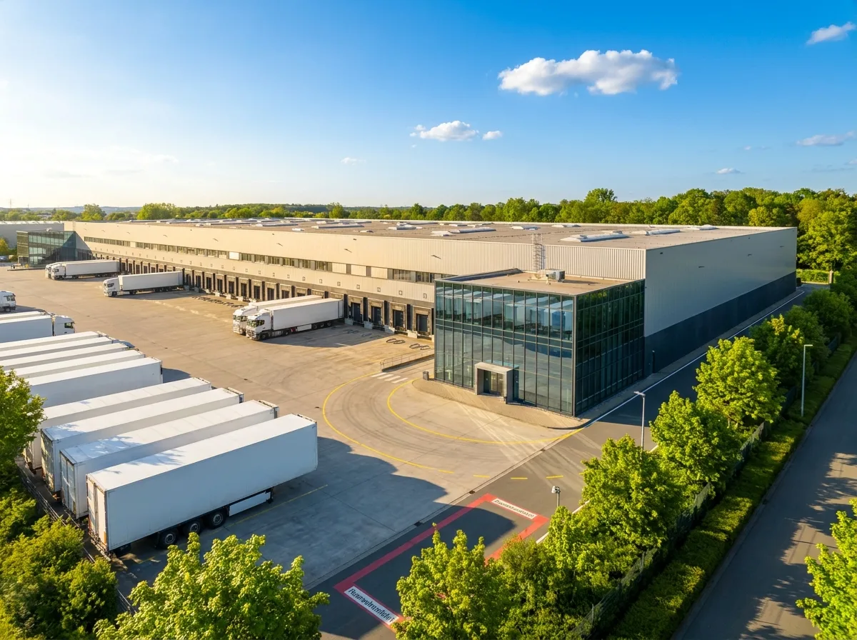 Logistikzentrum Visualisierung als verwandte technische Gebäudevisualisierung