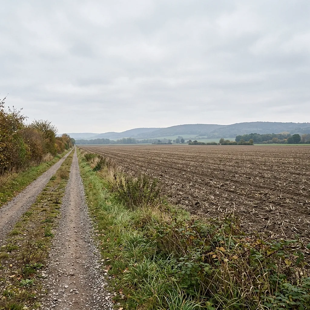 Ist-Zustand: unberührte ländliche Landschaft am künftigen Standort der Umspannanlage vor der 3D-Integration